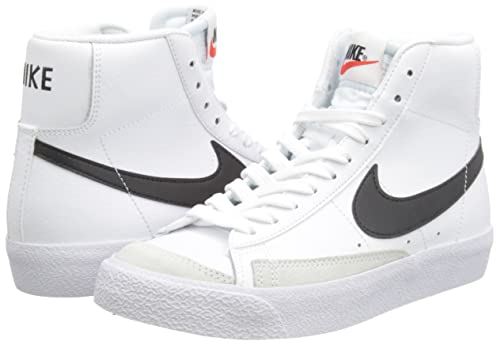 Nike Blazer Mid '77 Chaussures de Gymnastique, White/Black-Team Orange