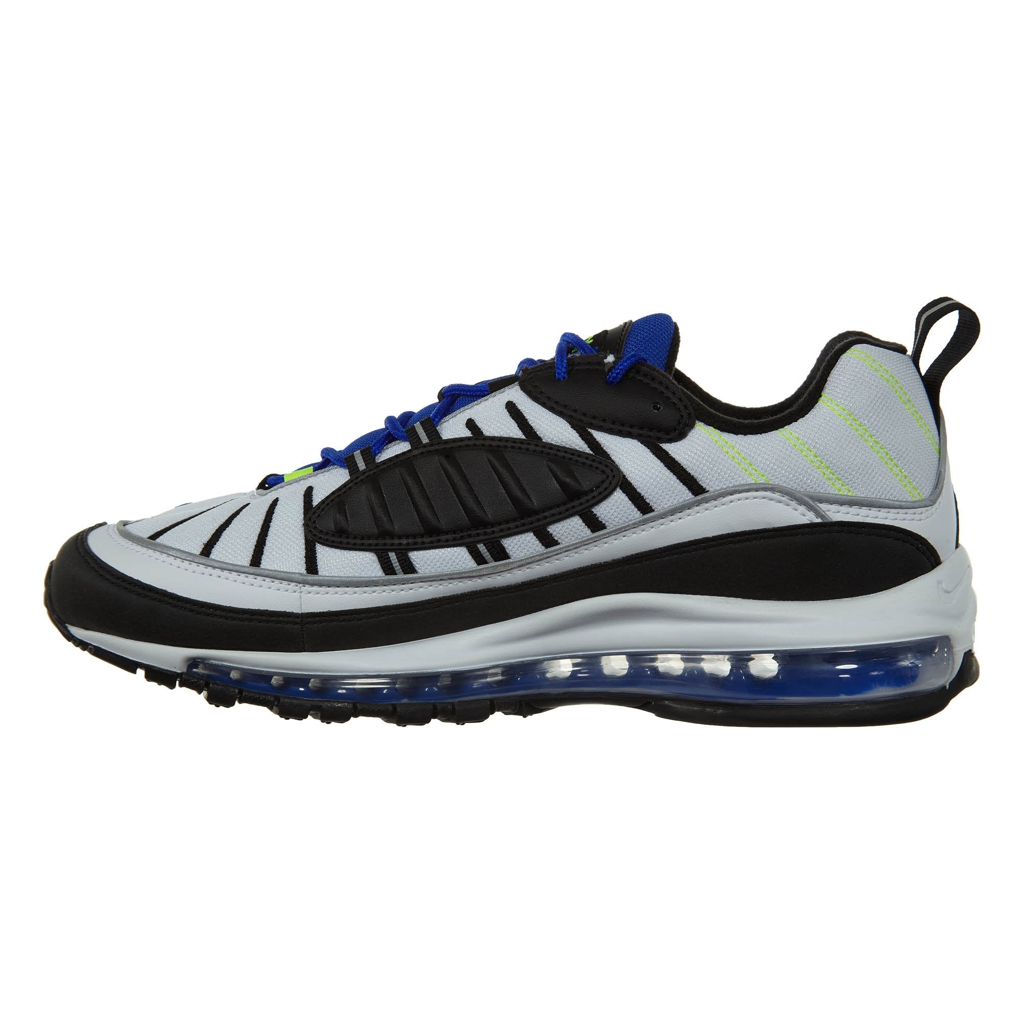 Nike Homme Air Max 98 Chaussure de Course, Blanco/Negro/Racer Blue/Voltio