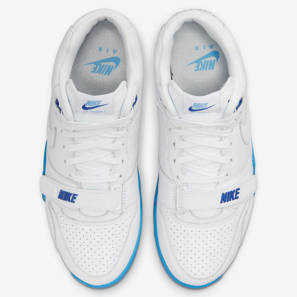 Nike Chaussures de basket-ball Air Trainer 1 pour homme, Blanc/blanc-bleu université
