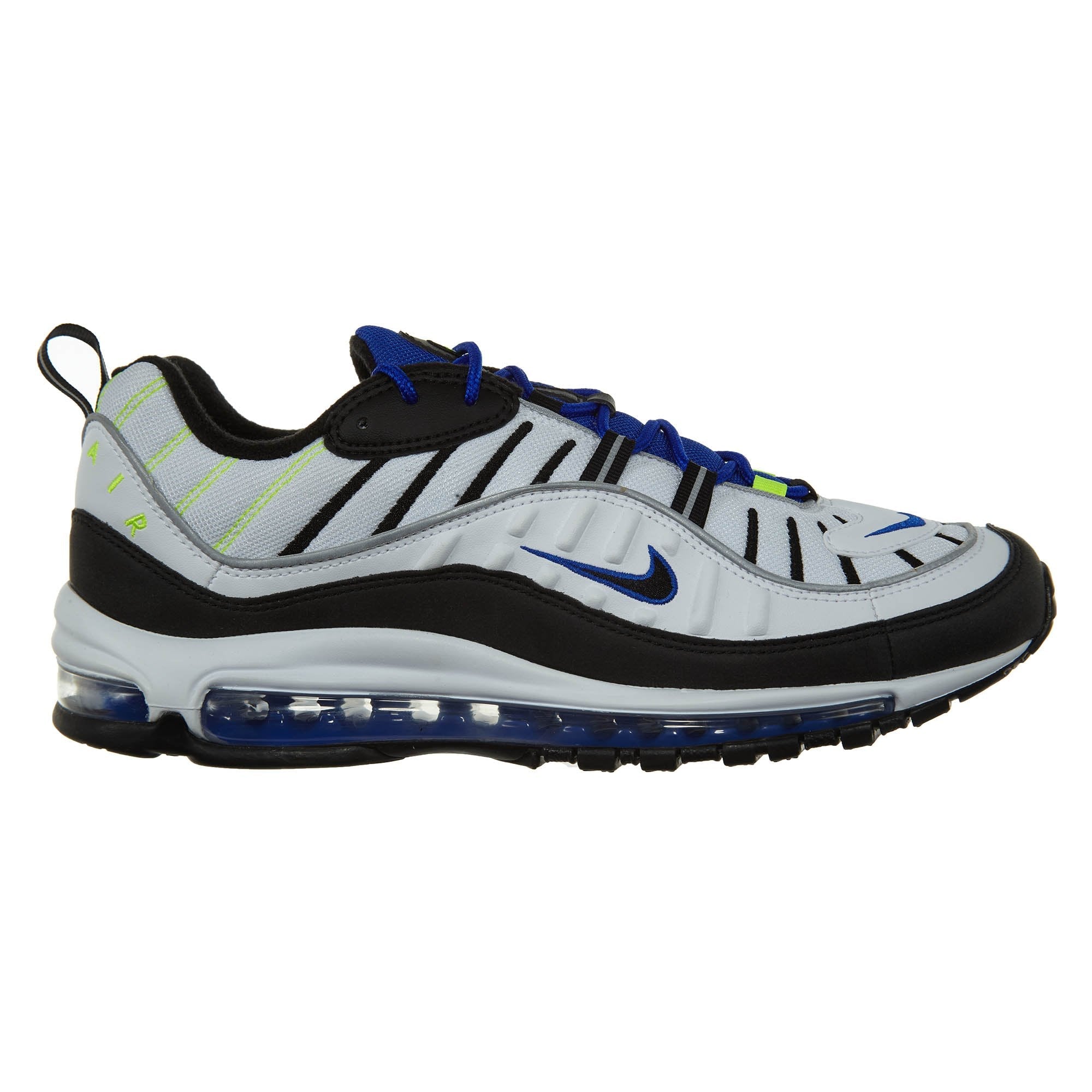 Nike Homme Air Max 98 Chaussure de Course, Blanco/Negro/Racer Blue/Voltio